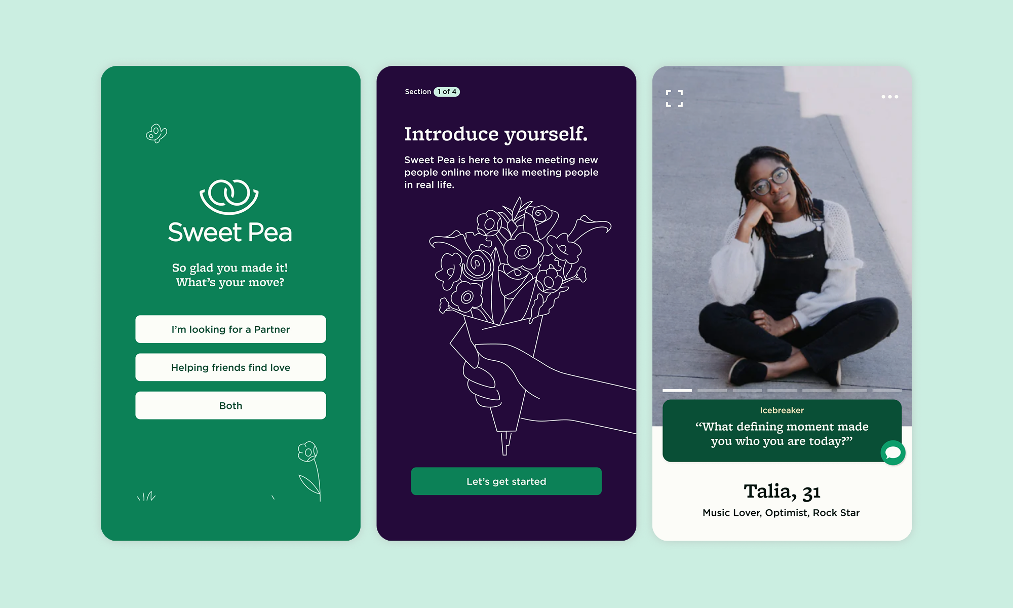 Sweet Pea brand & dating app